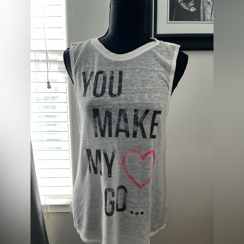 Graphic Sleeveless Top with Heart Design